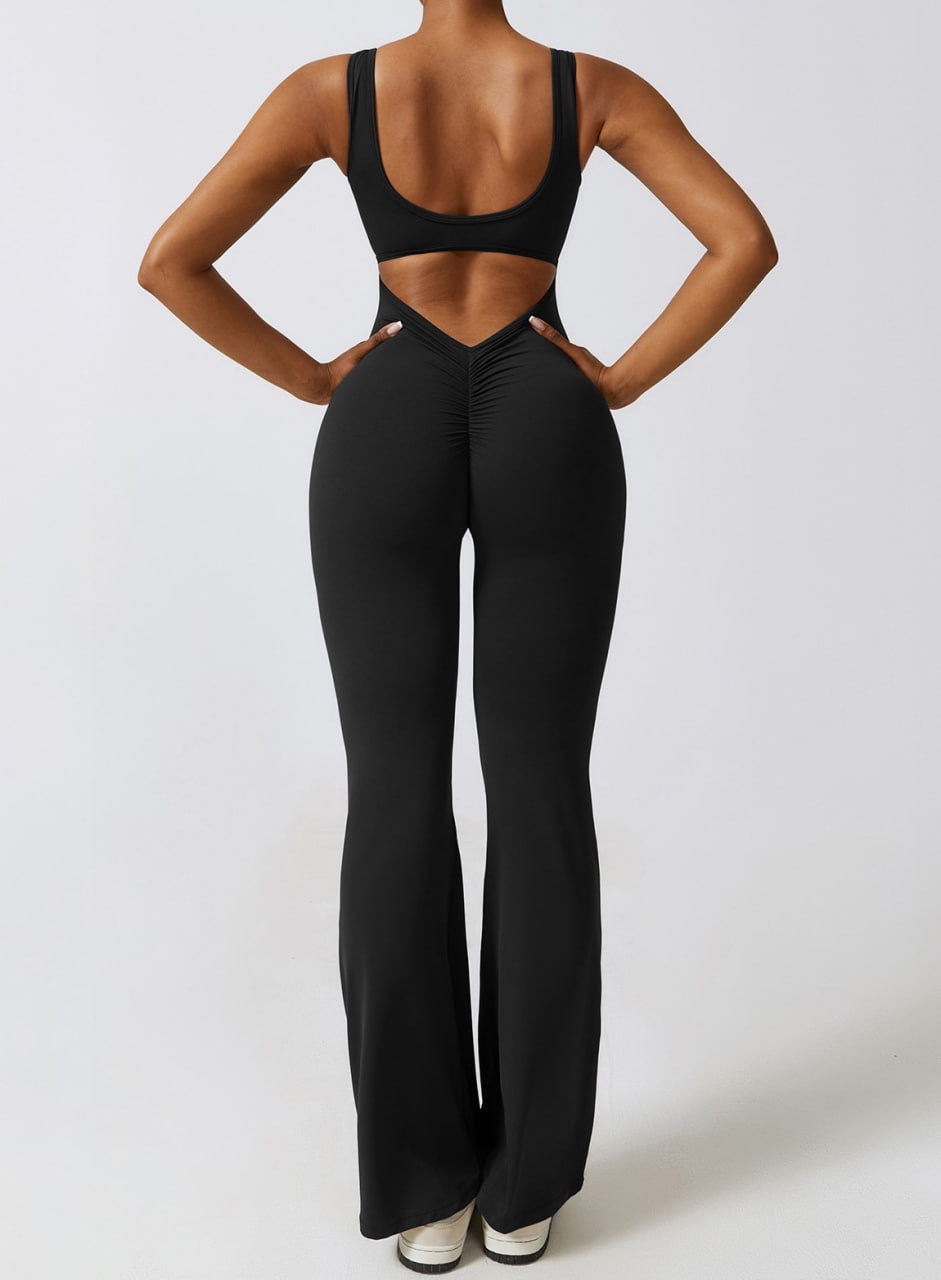 Seamless SculptFit Yoga Jumpsuit – Flared Leg Design