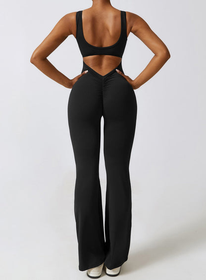 Seamless SculptFit Yoga Jumpsuit – Flared Leg Design