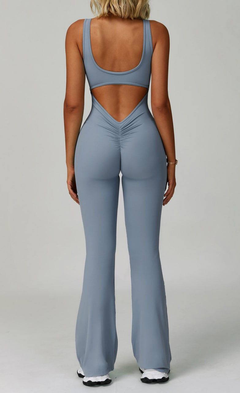 Seamless SculptFit Yoga Jumpsuit – Flared Leg Design