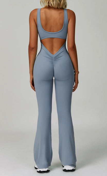 Seamless SculptFit Yoga Jumpsuit – Flared Leg Design