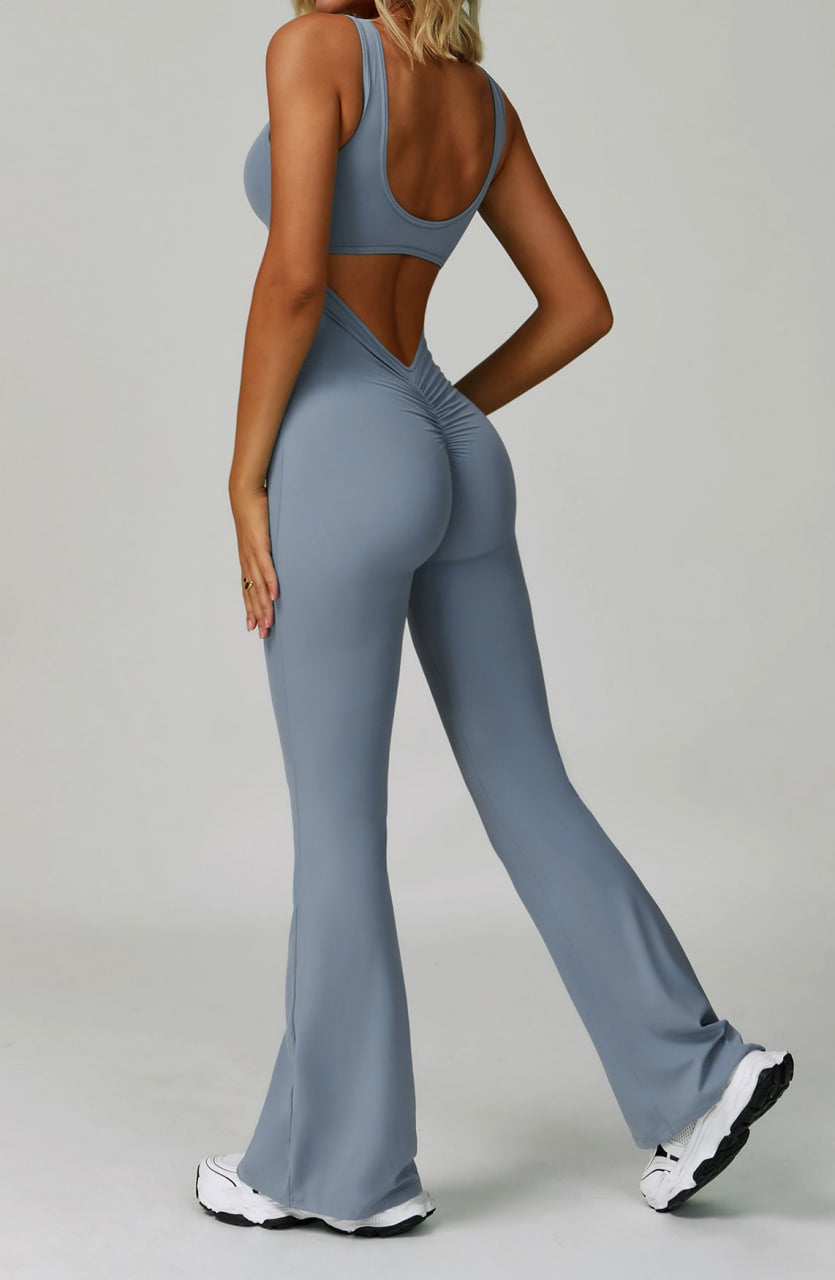 Seamless SculptFit Yoga Jumpsuit – Flared Leg Design