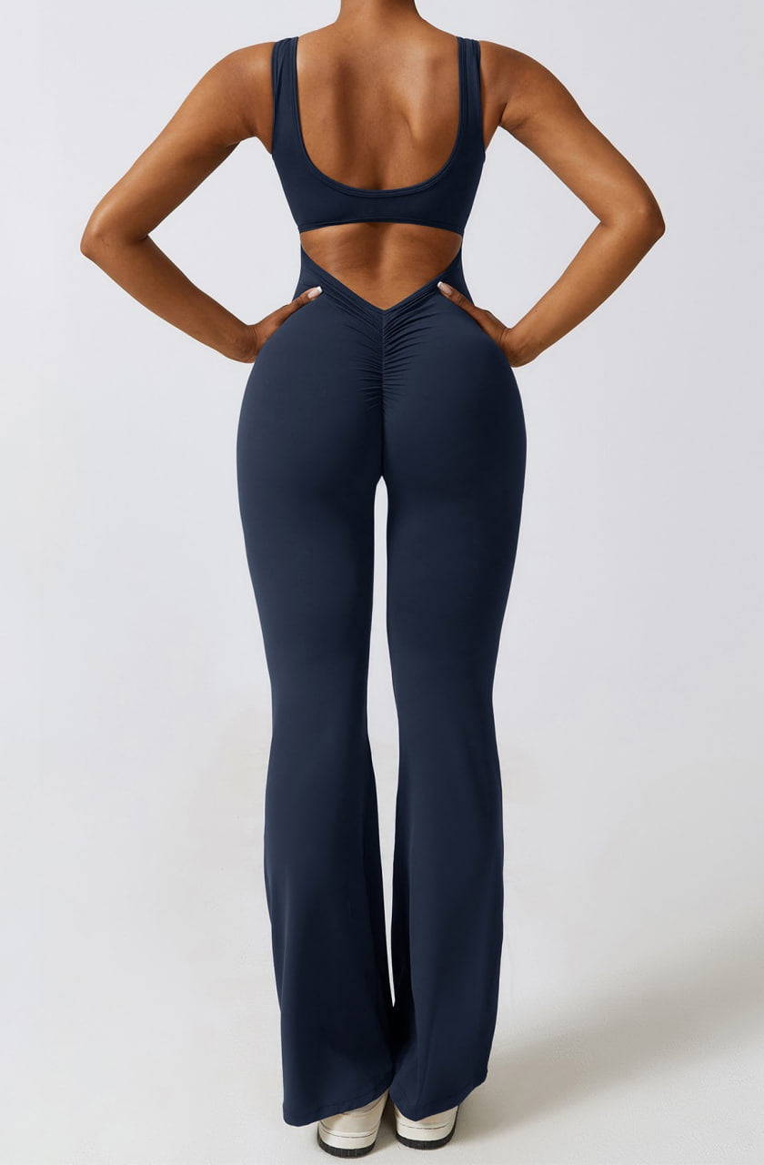 Seamless SculptFit Yoga Jumpsuit – Flared Leg Design