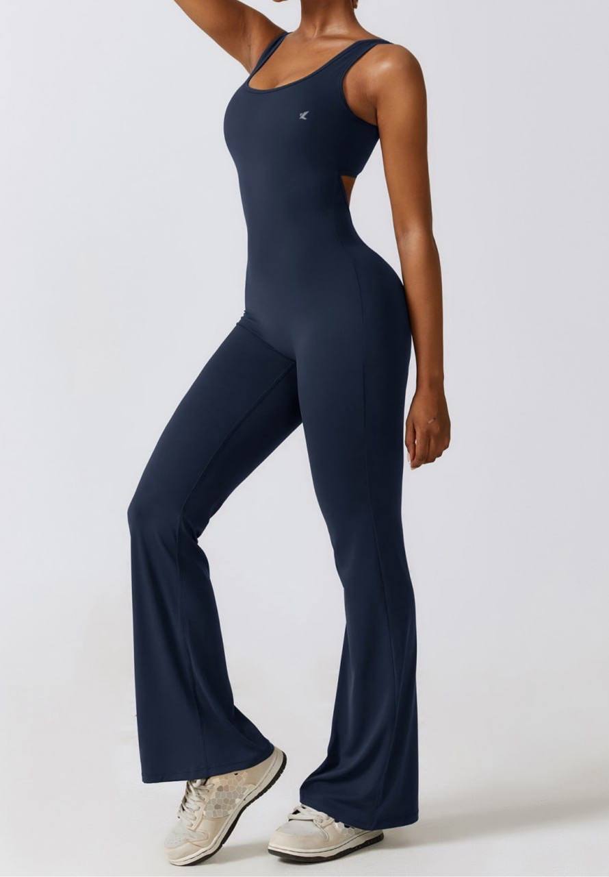 Seamless SculptFit Yoga Jumpsuit – Flared Leg Design