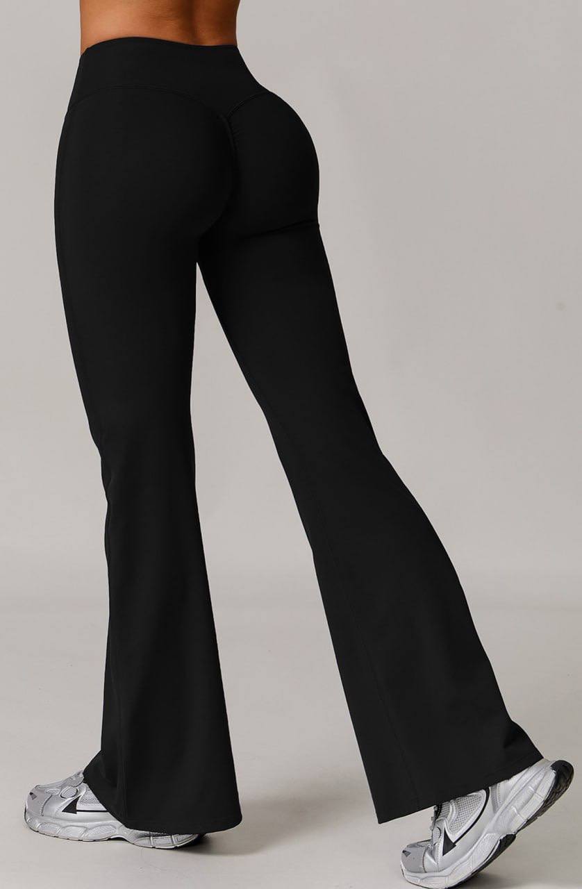 2-Piece Active Set: Long-Sleeve Crop Top + Flare Leggings