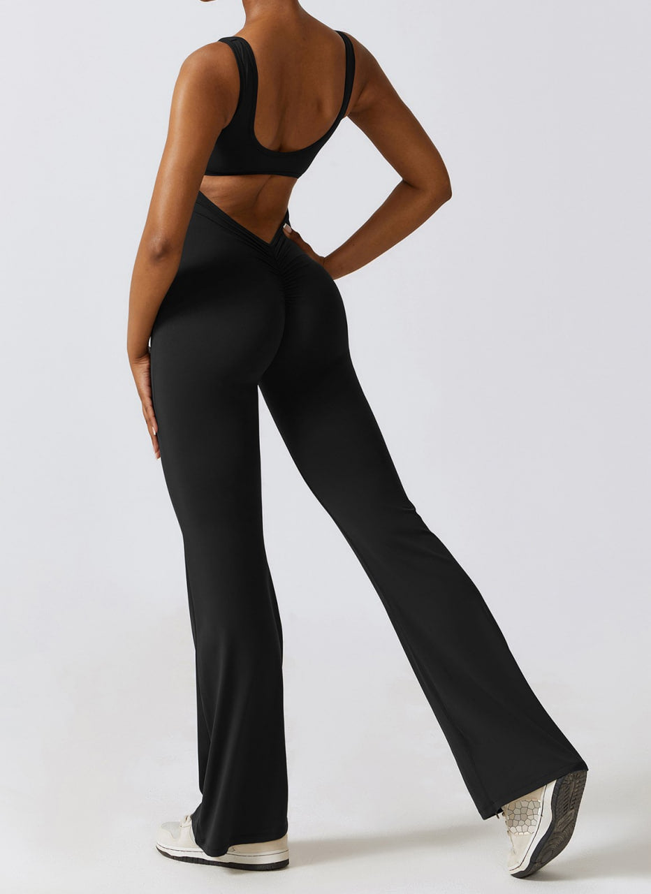 Seamless SculptFit Yoga Jumpsuit – Flared Leg Design