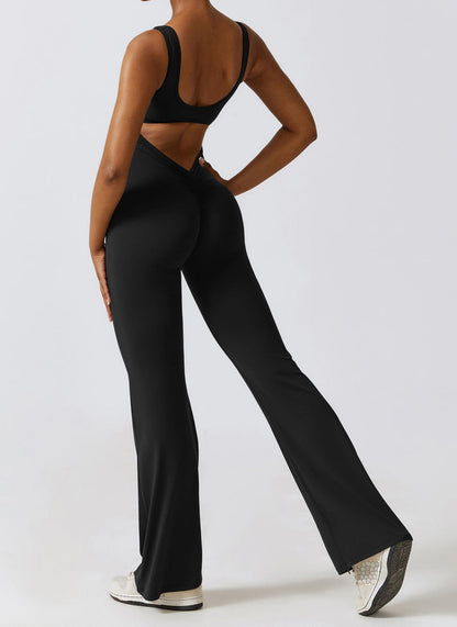 Seamless SculptFit Yoga Jumpsuit – Flared Leg Design